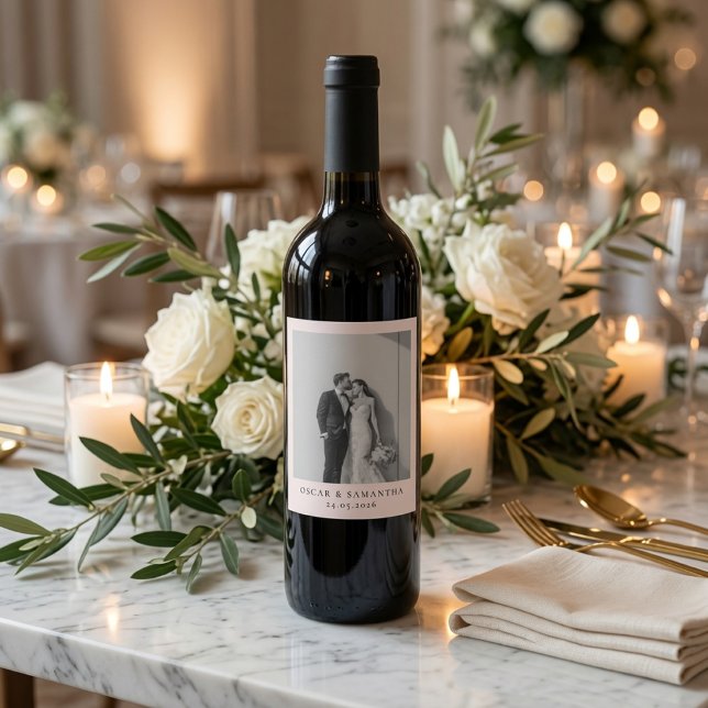 Personalised Photo Wedding Elegant  Wine Label (Creator Uploaded)
