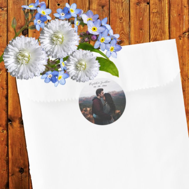 Personalised Photo Wedding Event Classic Round Sticker (Creator Uploaded)