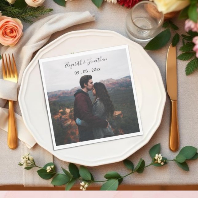 Personalised Photo Wedding Event Napkin (Creator Uploaded)