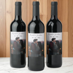 Personalised Photo Wedding Event Wine Label
