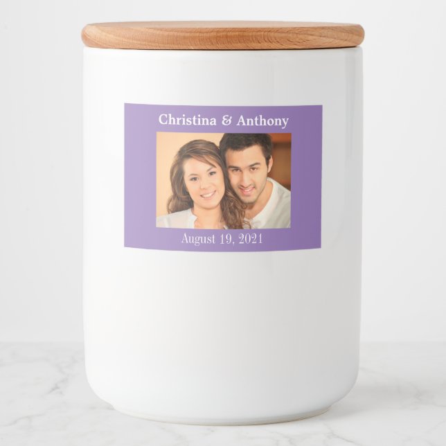 Personalised Photo Wedding Glass Jar Favour Label (Front)