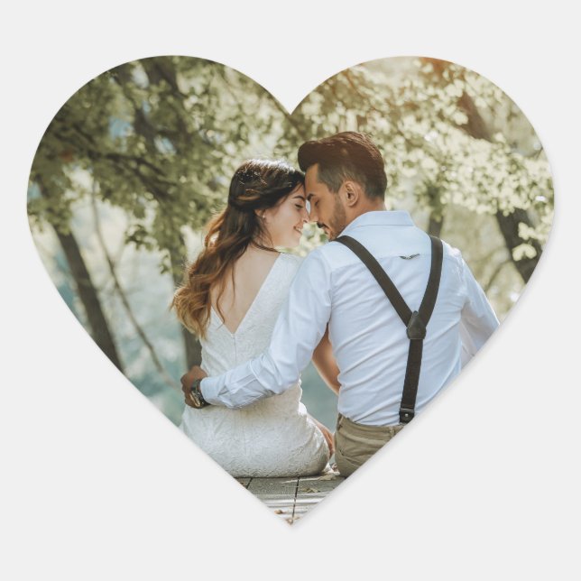 Personalised Photo Wedding Heart Sticker (Front)