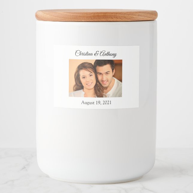 Personalised Photo Wedding Jar Favour Label (Front)