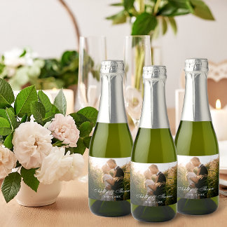 Personalised Photo Wedding Mini Sparkling Wine Label