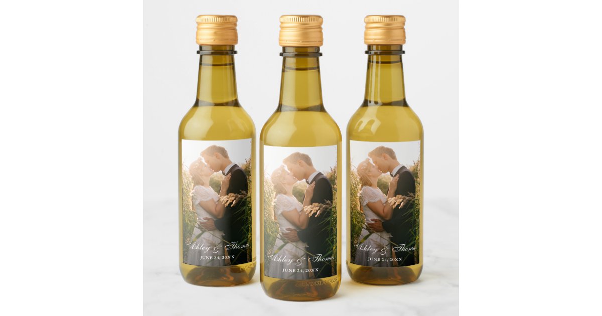 Personalised Photo Wedding Mini Wine Bottle Label | Zazzle