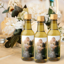 Personalised Photo Wedding Mini Wine Bottle Label