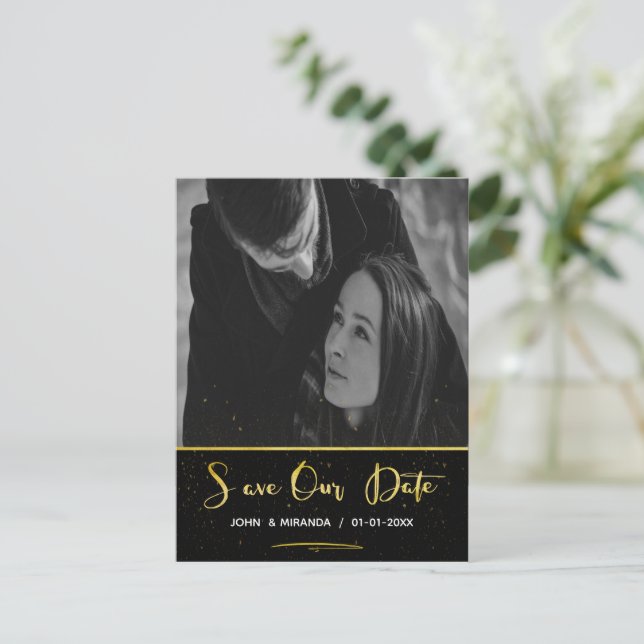 Personalised Photo wedding save the Date  Announcement Postcard (Standing Front)