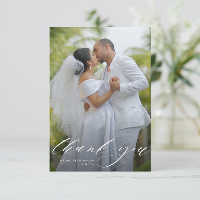 personalised photo wedding thank you card (Standing Front)