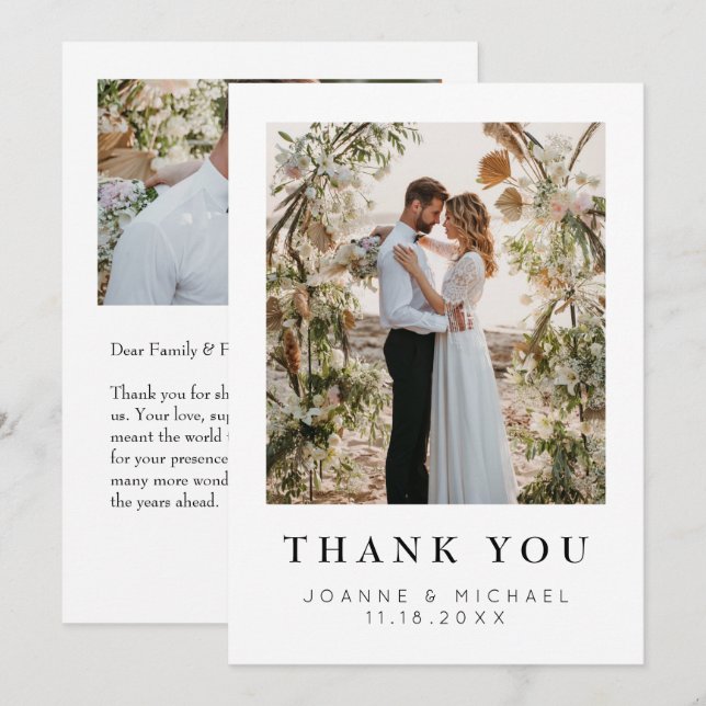 Personalised Photo Wedding Thank You Card Elegant  (Front/Back)