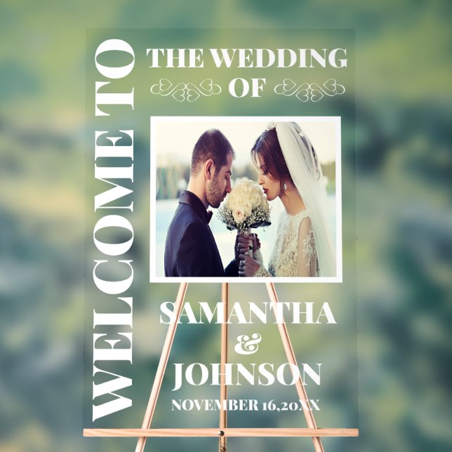 Personalised Photo Wedding Welcome Acrylic Sign (Neutral)