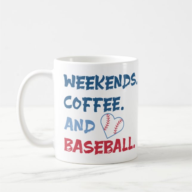 Personalised Photo Weekends, Coffee & Baseball Mug (Left)