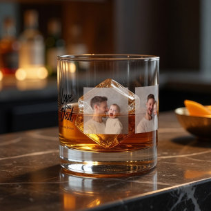 Personalised Photo Whiskey Glass for Dad  Custom 