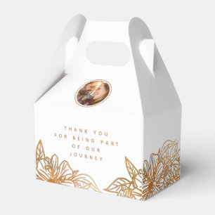 Personalised Photo White Rose Gold Wedding Floral Favour Box