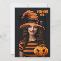 Personalised photo with a Halloween witch hat