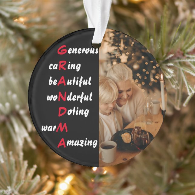 Personalised Photo with Grandma Quote Ornament (Tree)