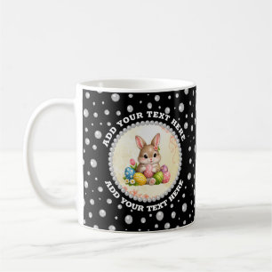 Personalised Photo with Pearls Circle on Black Coffee Mug