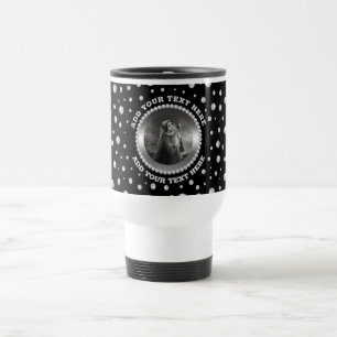 Personalised Photo with Pearls Circle on Black Travel Mug