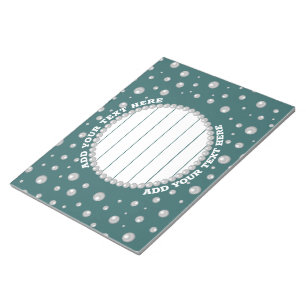 Personalised Photo with Pearls Circle on Teal Notepad