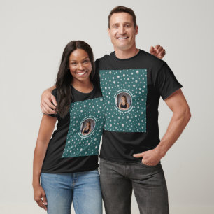Personalised Photo with Pearls Circle on Teal T-Shirt