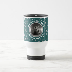 Personalised Photo with Pearls Circle on Teal Travel Mug