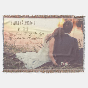 Personalised photo with quote throw blanket