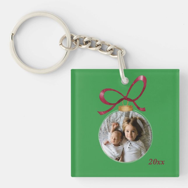 Personalised Photo with Year Custom Keepsake Key Ring (Front)