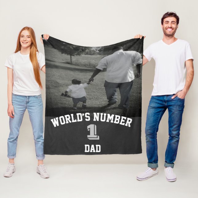 Personalised Photo World’s Number 1 Dad Fleece Blanket (In Situ)