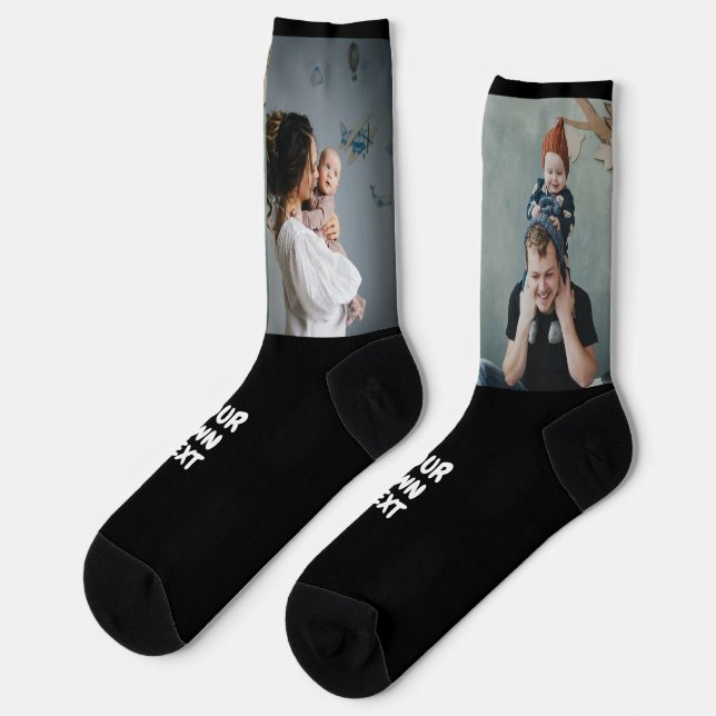 Personalised photo x2 and custom text socks (Left)