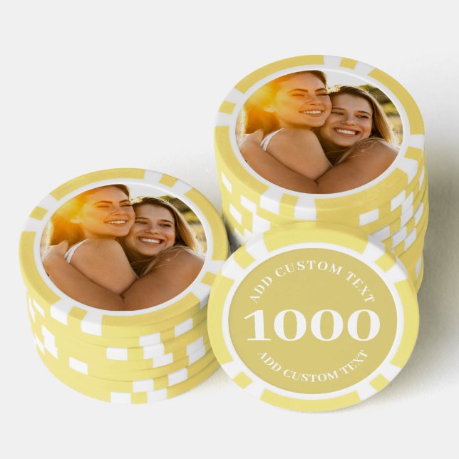 Personalised Photo Yellow Numbered 1000 Value Game Poker Chips (Stack)
