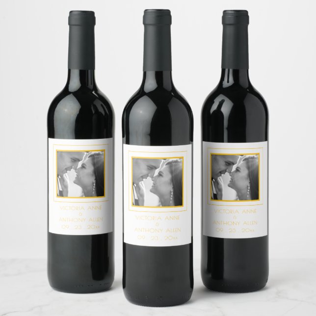 Personalised Photo Yellow Wine Label (Bottles)