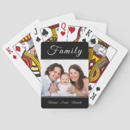 Personalised Photo Your Name Black Playing Cards