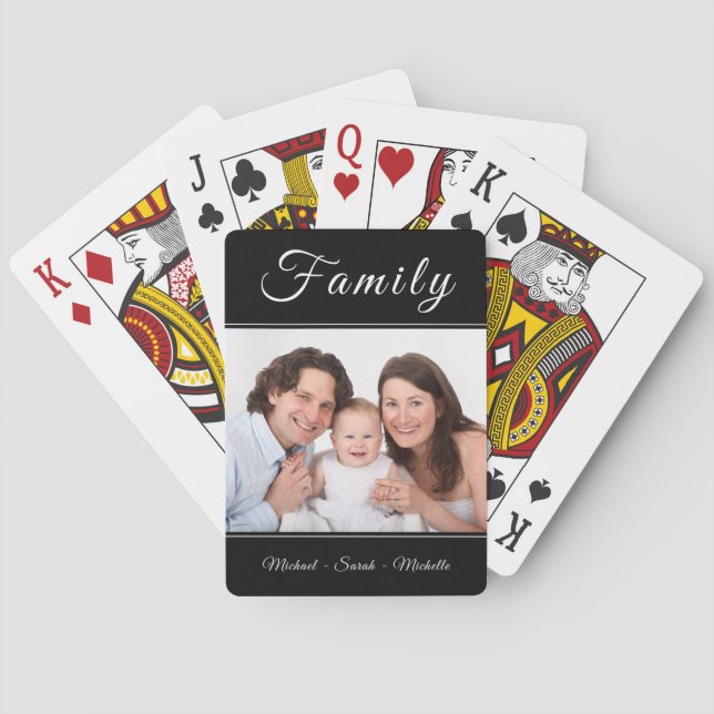 Personalised Photo Your Name Black Playing Cards (Back)