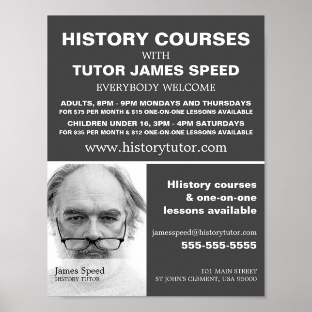 Personalised Photograph, History Course Advert Poster (Front)