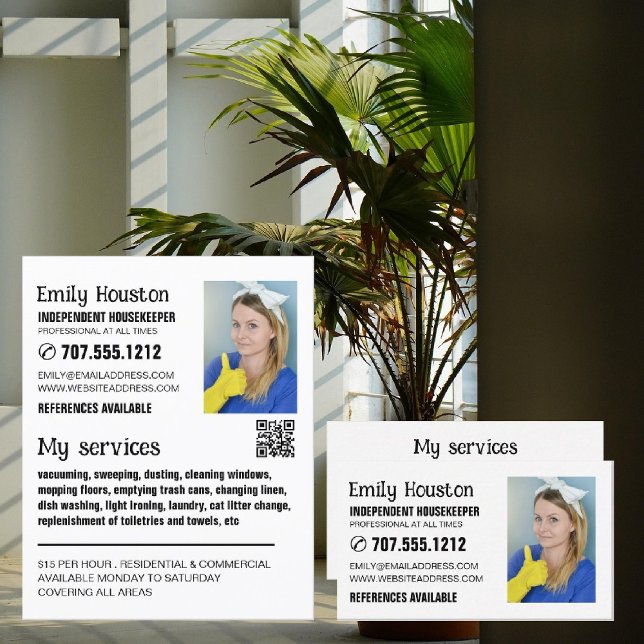 Personalised Photograph, Housekeeper, Maid  Business Card (Creator Uploaded)