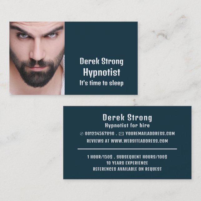 Personalised Photograph, Hypnotist Business Card (Front/Back)