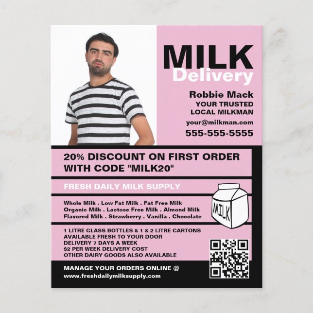 Personalised Photograph, Milkman/Woman Delivery Flyer (Front)