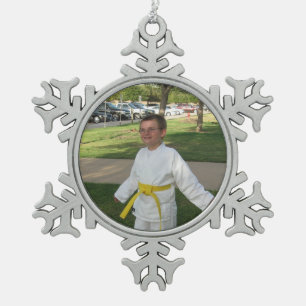 Personalised Photograph Pewter Snowflake Ornament