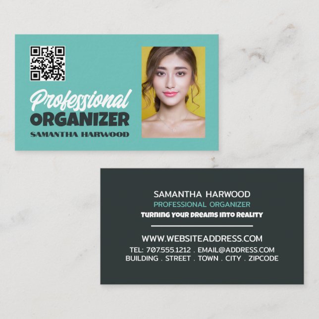 Personalised Photograph, Professional Organizer Business Card (Front/Back)