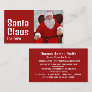 Personalised Photograph, Santa Claus Entertainer Business Card