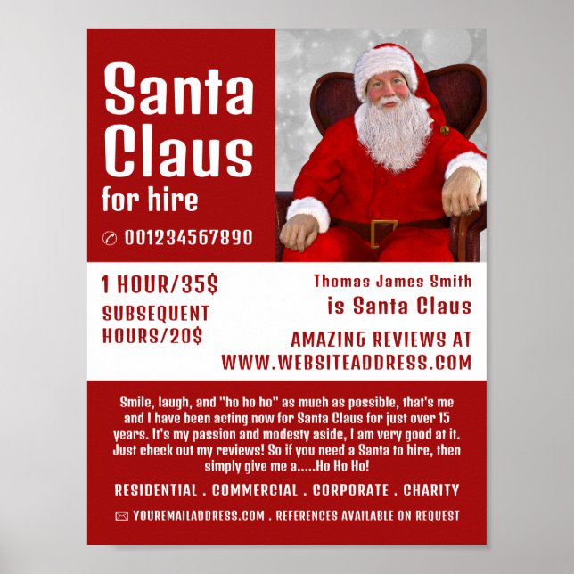 Personalised Photograph, Santa Claus Entertainer Poster (Front)
