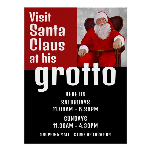Personalised Photograph, Santa Claus Visitor Hours Poster (Front)