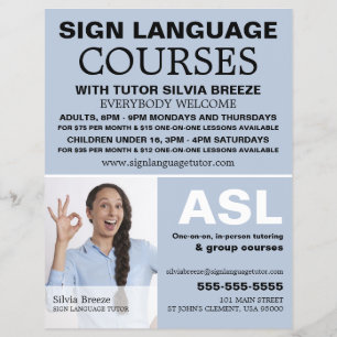 Personalised Photograph, Sign Language Course Flyer