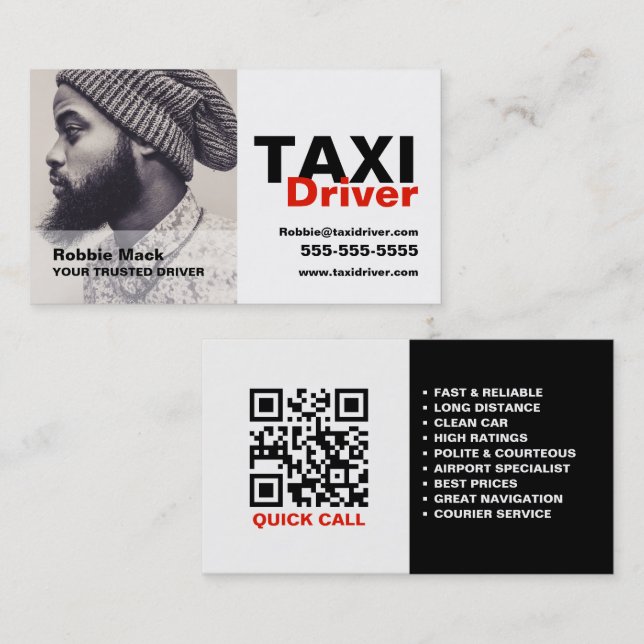 Personalised Photograph, Taxi Driver Business Card (Front/Back)