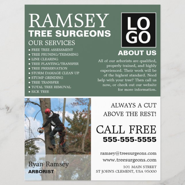 Personalised Photograph - Tree Surgeon - Arborist Flyer (Front)