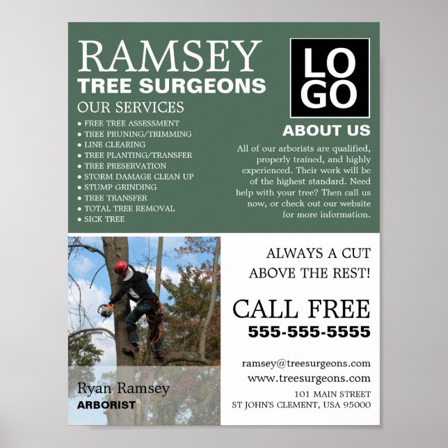 Personalised Photograph - Tree Surgeon - Arborist Poster (Front)