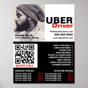 Personalised Photograph, Uber Driver - Price List Poster