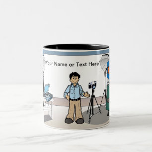 Personalised Photographer - Male Cartoon Two-Tone Coffee Mug