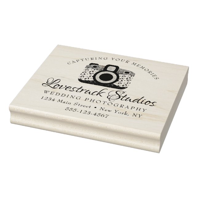 Personalised Photography Business Logo Camera Rubber Stamp (Stamp)