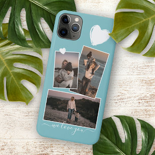 Personalised Photos And Heart Turquoise Teal Blue iPhone 16 Pro Max Case
