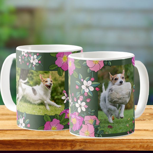Personalised photos in wildflowers garden Pet dog Coffee Mug (Creator Uploaded)